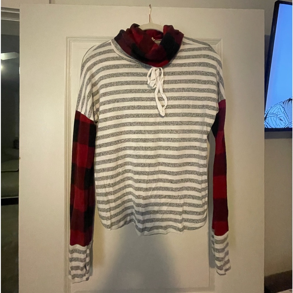 Gray and Red Striped Lovely Melody Sweater- size S